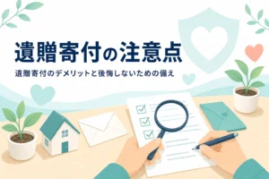遺贈寄付のデメリットと注意点、後悔しないための備えを紹介する記事のアイキャッチ