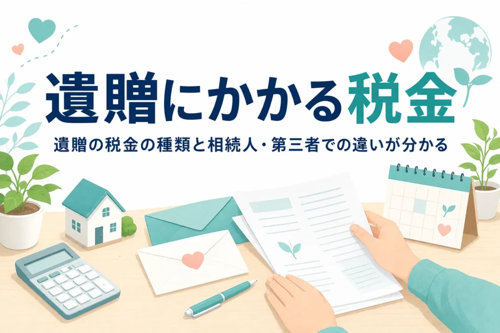 遺贈にかかる相続税・登録免許税・不動産取得税などの税金を紹介する記事のアイキャッチ
