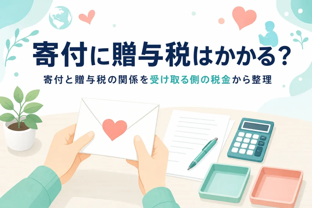 寄付に贈与税がかかるのかと、寄付する人と受け取る側の税金の関係を紹介する記事のアイキャッチ