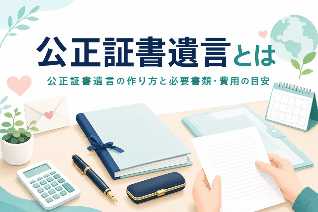 公正証書遺言の作り方と必要書類、費用の目安を紹介する記事のアイキャッチ