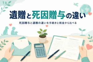 遺贈と死因贈与、生前の贈与の違いを手続きと税金から比べる記事のアイキャッチ